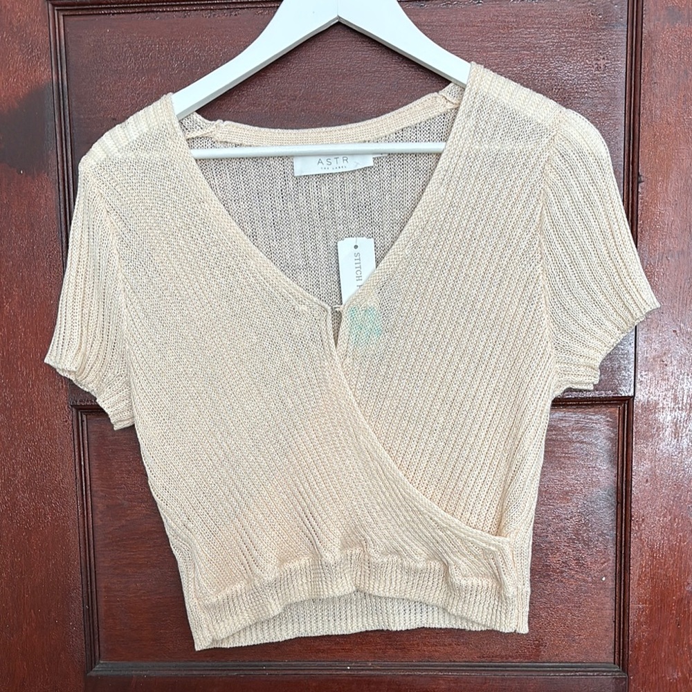 Beige Ribbed Knit Top